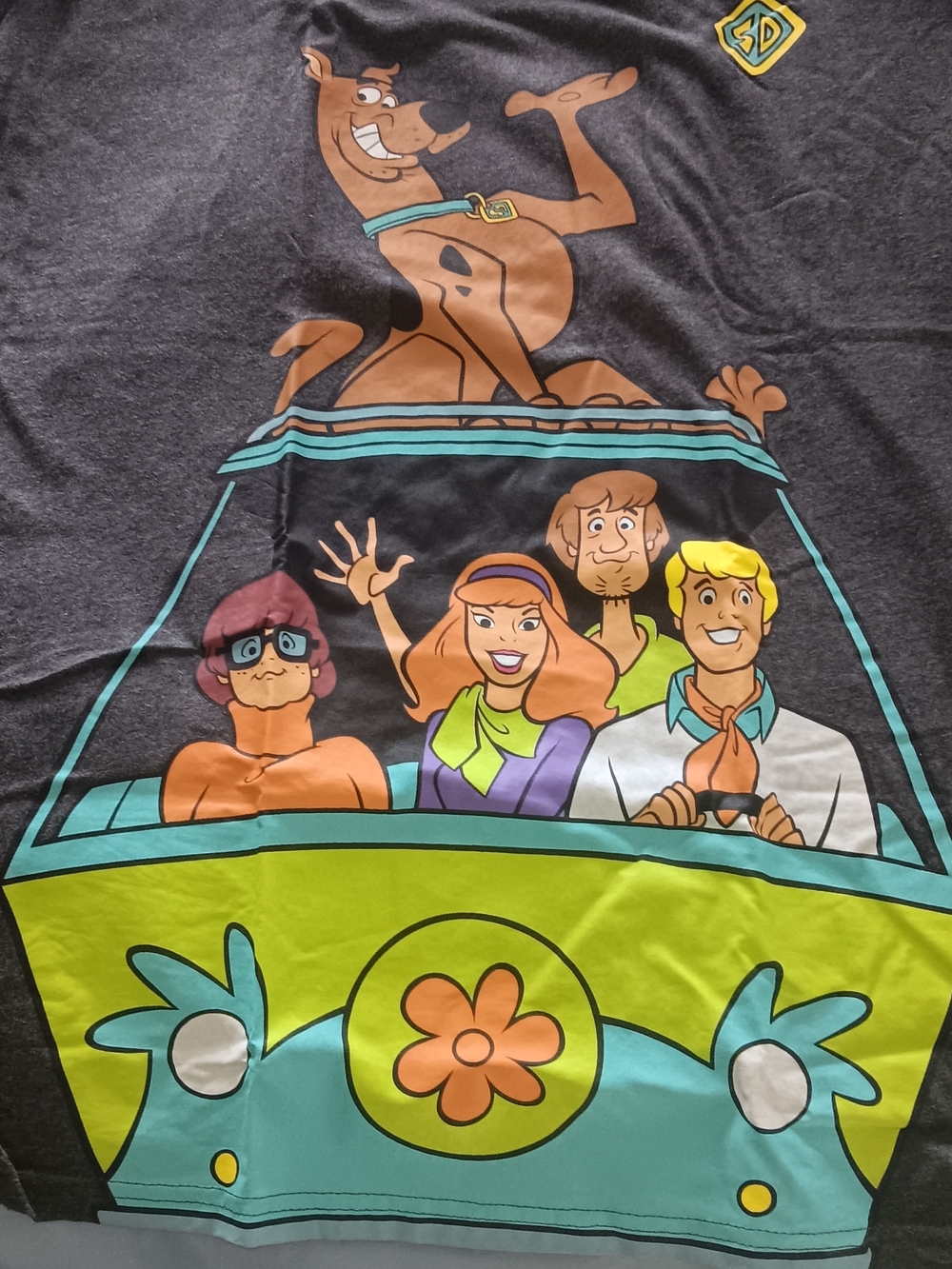 Scooby-Doo Mystery Machine Graphic Tee - Black with Teal & Lime
